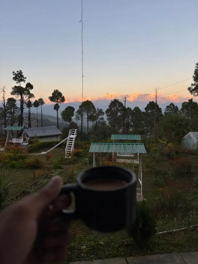 Morning chai with a view of the hills